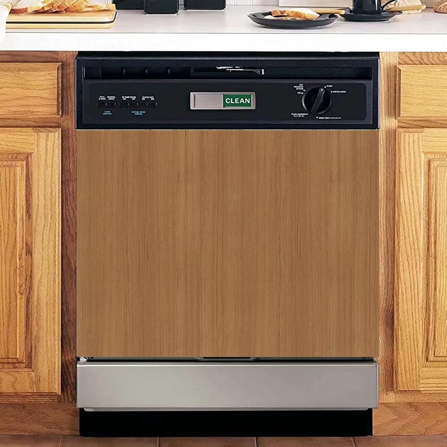 Wood Dishwasher Magnet Cover Decal Full Sticker for Kitchen, Solid Color Refrigerator Magnet Skin Cover, Pure Wood Color Dishwasher Panel Decal, Reusable, Magnetic 23" x 17" (Wood)