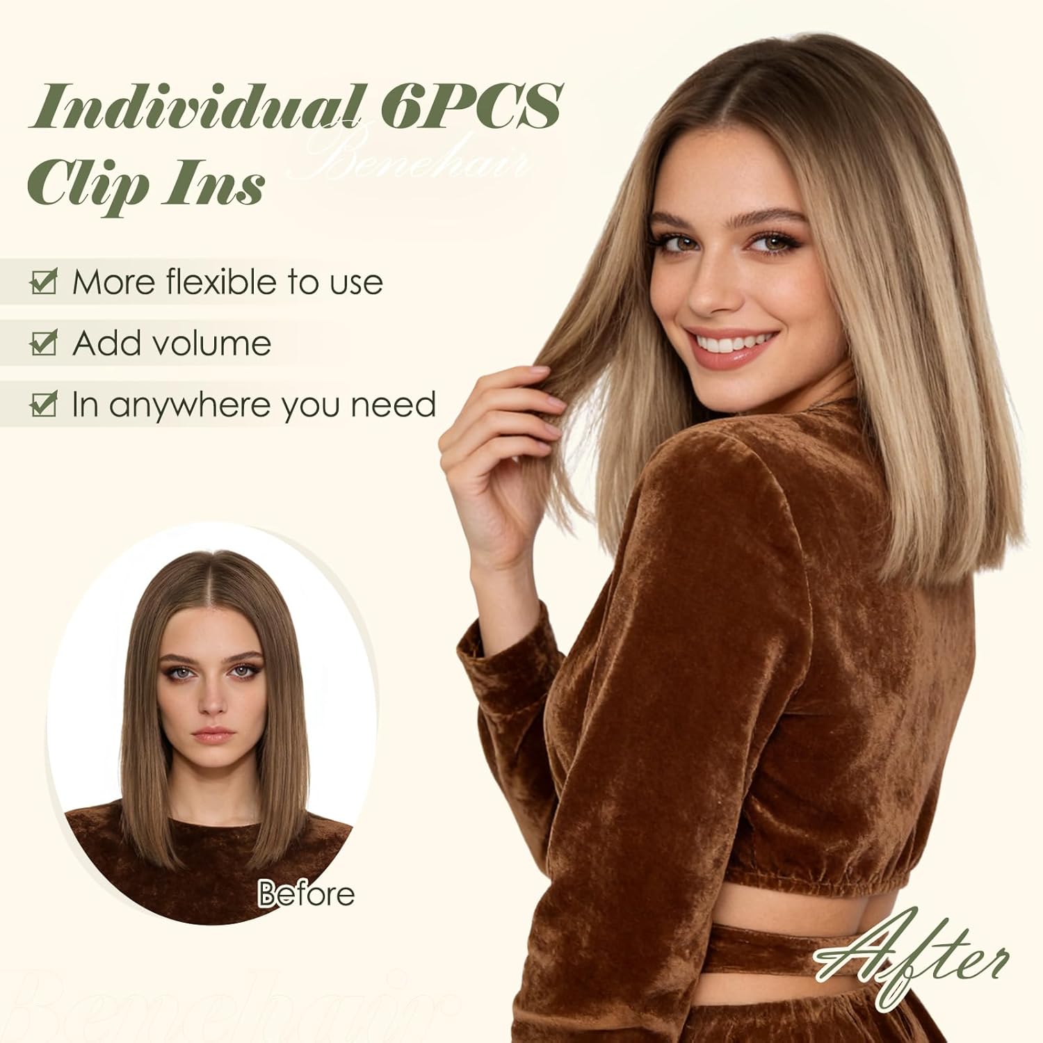 Benehair 6PCS 6 Clips In Human Hair Extensions Wine Red Short Straight Mini Clip Ins Real Remy Clip On Hairpin Hairpiece For Women 12inch 33g #99J