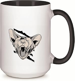 Gift for Pet Lovers Angry Cat Design for Cat Owners 11oz 15oz Inner Color Accent Mug
