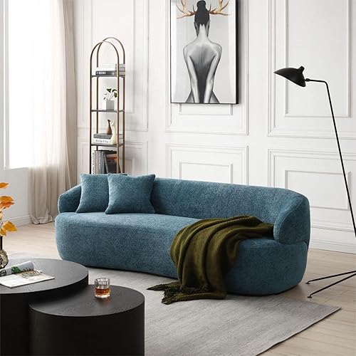 Sofa Couch Couches for Living Room ModernSofa Curved Couch 3 SeaterCouch CurvedSofas LuxuryCouches CreamSofas MinimalistCouch Cozy CloudCouch Loveseat BoucleSofa 86.61" Blue