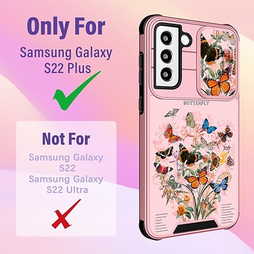 Miniatura 2 de Funda 2 en 1 para Samsung Galaxy S22 Plus para mujer, diseño femenino de mariposa con bonito diseño de mariposa con funda para cámara y soporte de