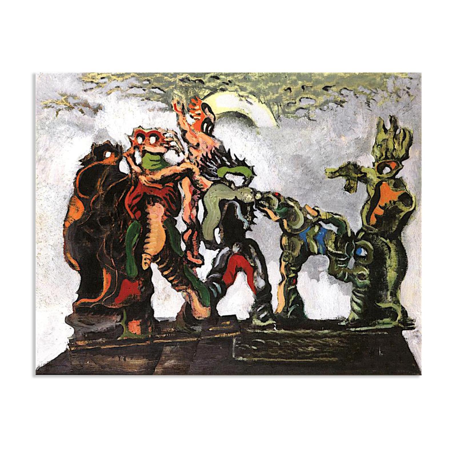 MYCGGDGH Max Ernst Canvas Wall Art Reproductions of Famous Paintings La Carmagnole Giclée Prints Abstract Gifts Aesthetic Wall Decor for Living room bathroom 65x50cm(26x19in) Frameless