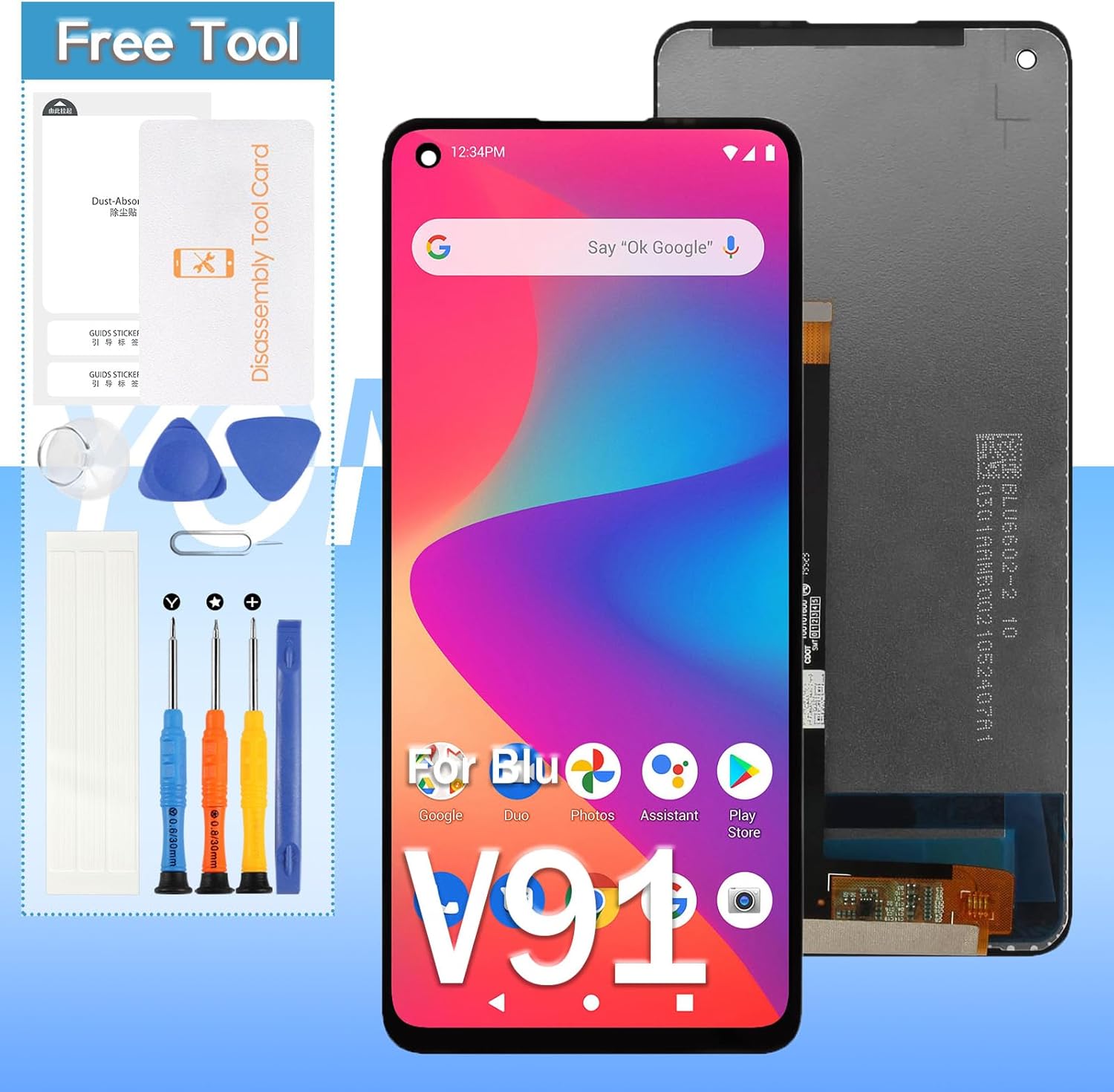 Screen Replacement for BLU V91 /G91 V0650WW G0410WW 6.5'' LCD Display Touch Digitizer Assembly with Tools