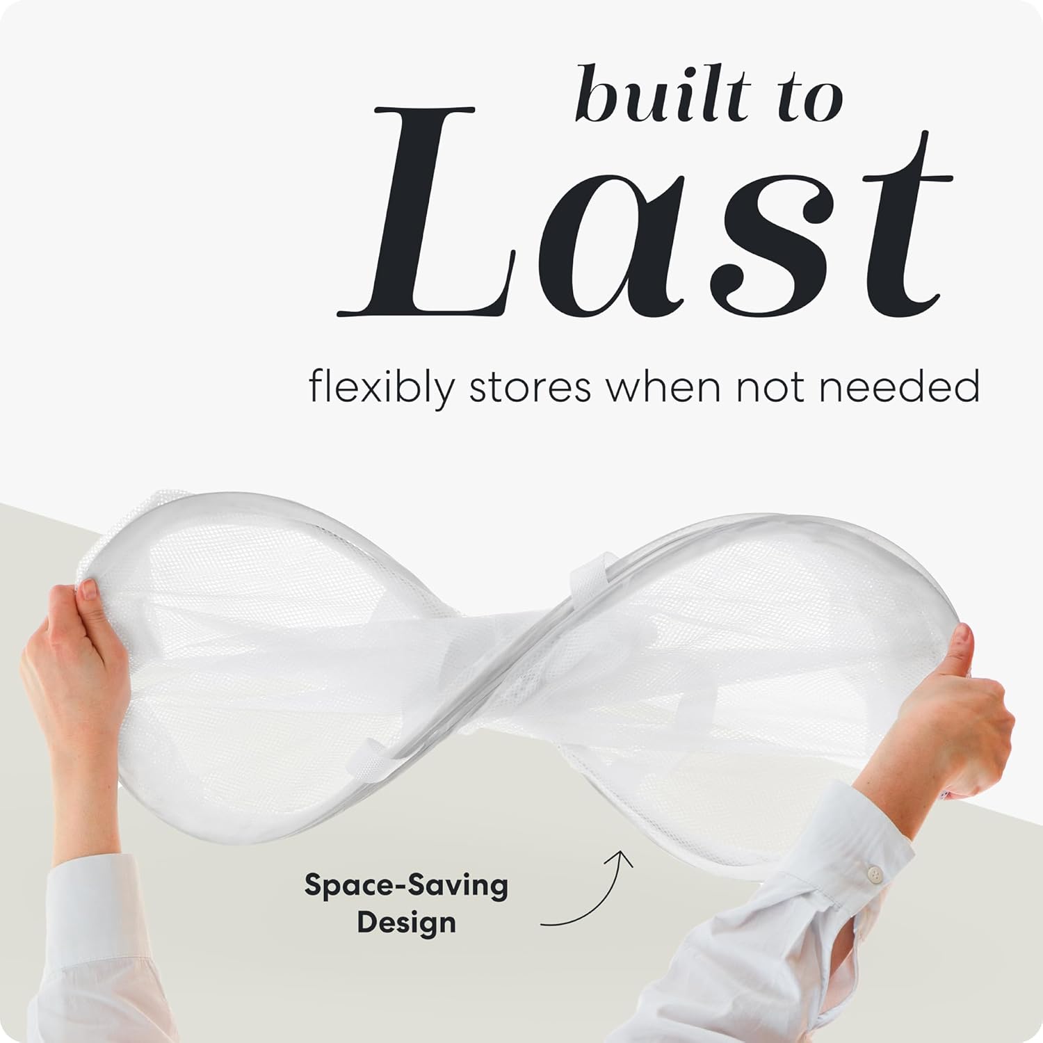 Handy Laundry Mesh Popup Hamper - Two Compartments, Collapsible for Storage and Easy to Open. Folding Pop-Up Clothes are Great for The Kids Room, College Dorm or Travel. (White) (Pack of 2)