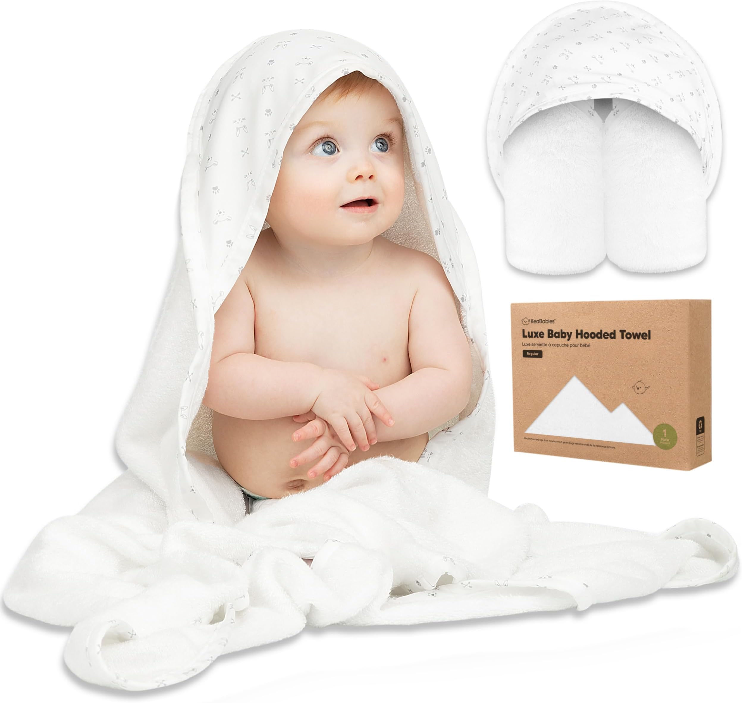 KeaBabies Hooded Baby Towel for Newborn - Viscose Derived from Bamboo Large Baby Bath Towels with Hood for Boys, Girls, Toddler, Extra Absorbent & Soft Newborn Bath Essentials (KeaStory)