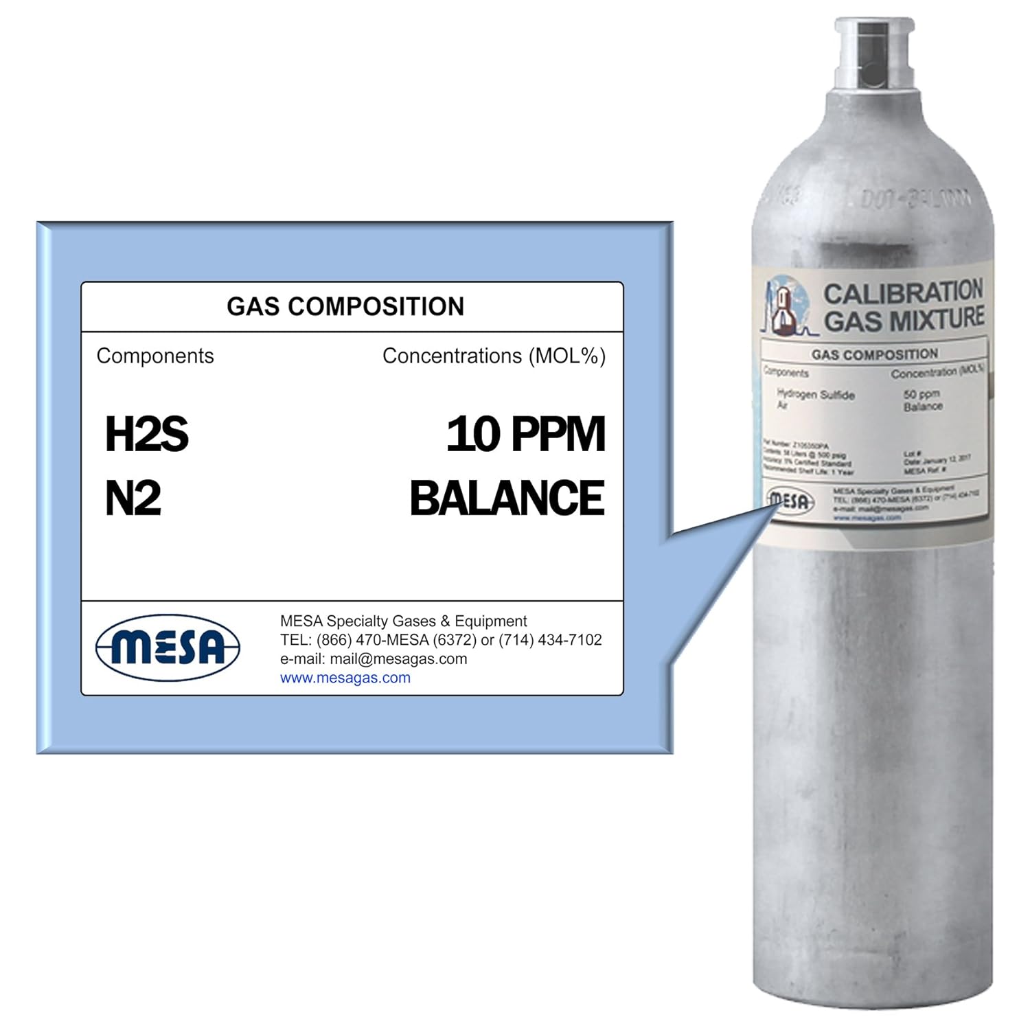 10 PPM HYDROGEN SULFIDE BALANCE NITROGEN IN A 116L DISPOSABLE