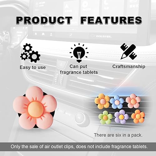 Miniatura 4 de 6 clips de ventilación de automóvil con flores de margarita, accesorios decorativos universales, clip de ventilación para salida de aire