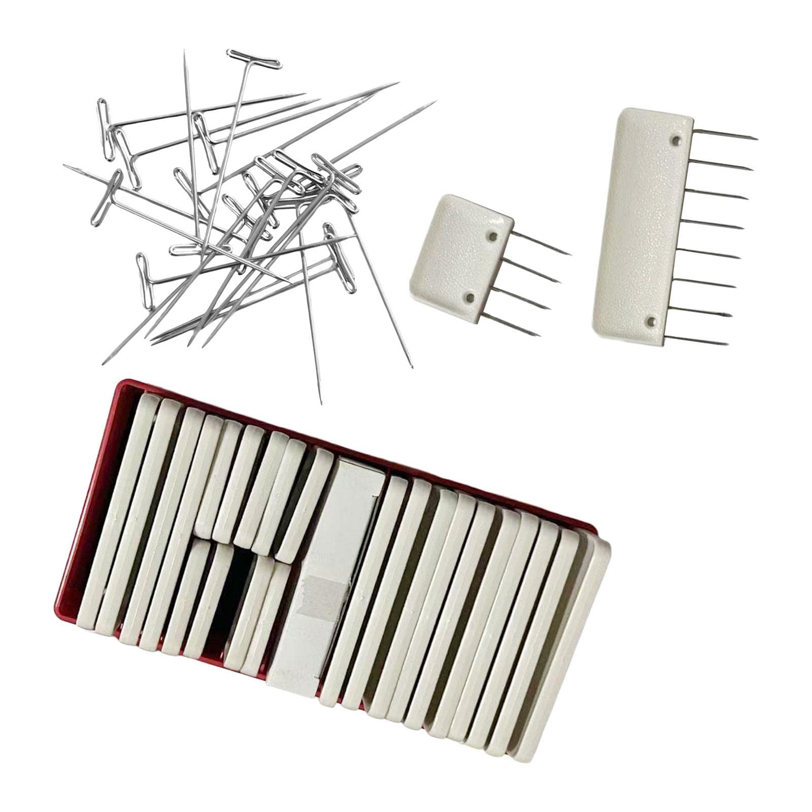 Juego de 2 peines de bloqueo de macramé, alfileres de ganchillo en T, herramientas de modelado para cobijas