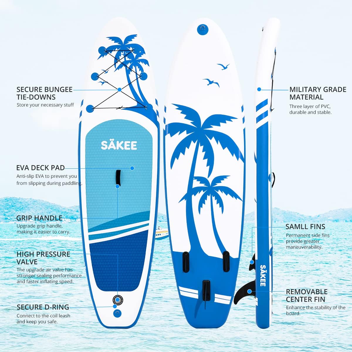 SÄKEE Inflatable Stand Up Paddle Boards with Premium SUP Accessories, Fit for Adults & Youth at All Levels, Traveling Board for Surfing
