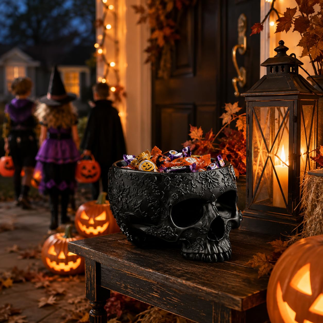 Halloween Schädel Pflanzgefäß & Trick or Treat Candy Bowl 15,2 cm Schädel Skelett Kopf Topf für Sukkulenten, Blumen oder Süßigkeiten - Gruselige Gothic Dekor für Garten, Haus, Partys, Spukhaus
