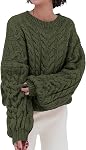 BTFBM Sweaters pour les femmes Cable Knit surdimensionné Col d'équipage Longue Manche Chunky Casual Tops Hiver Automne Mode 2026
