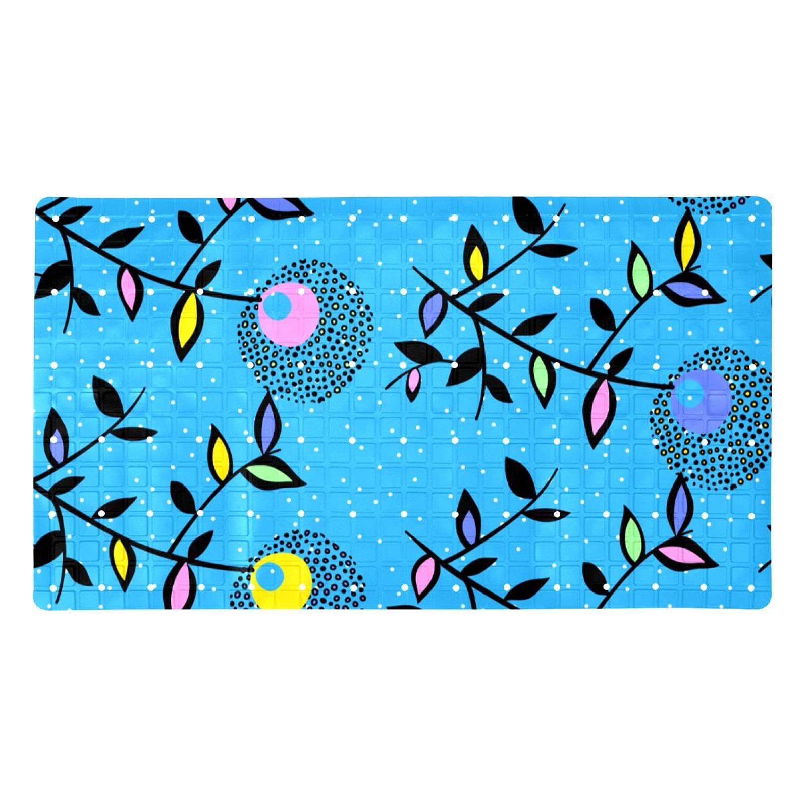 Tapis de salle de bain antidérapant avec ventouses et trous de drainage néon