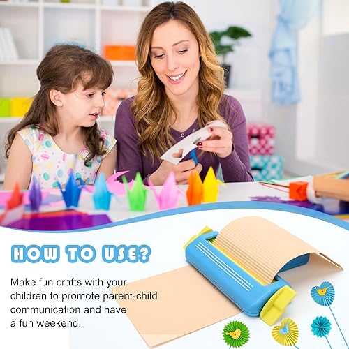 Miniatura 6 de Crimpadora de papel para manualidades, herramienta para hacer moldeador de ondas, manualidades de bricolaje (azul)