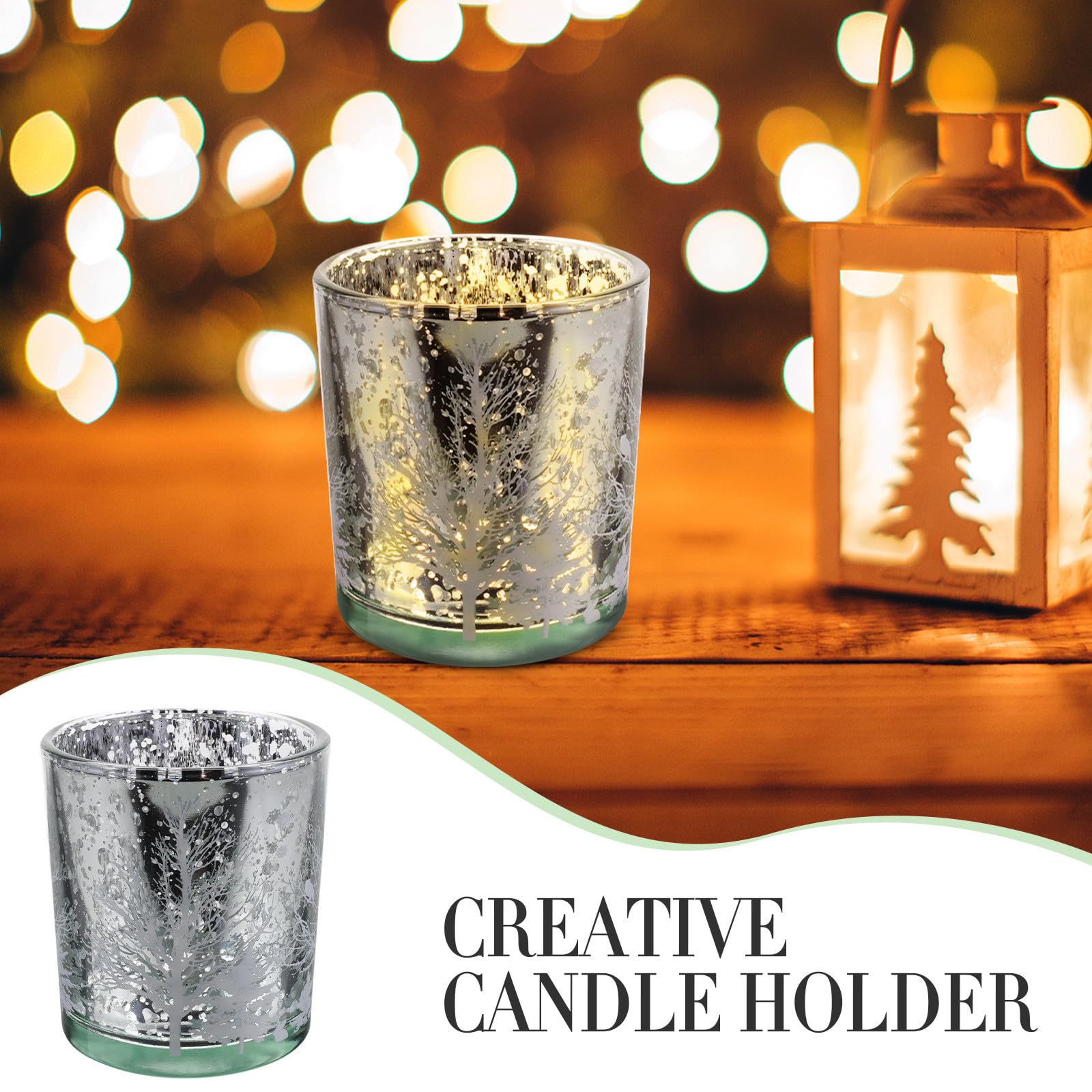 Toyvian 10 Unidades Portavelas de Cristal Navideño Diseño de Árbol de