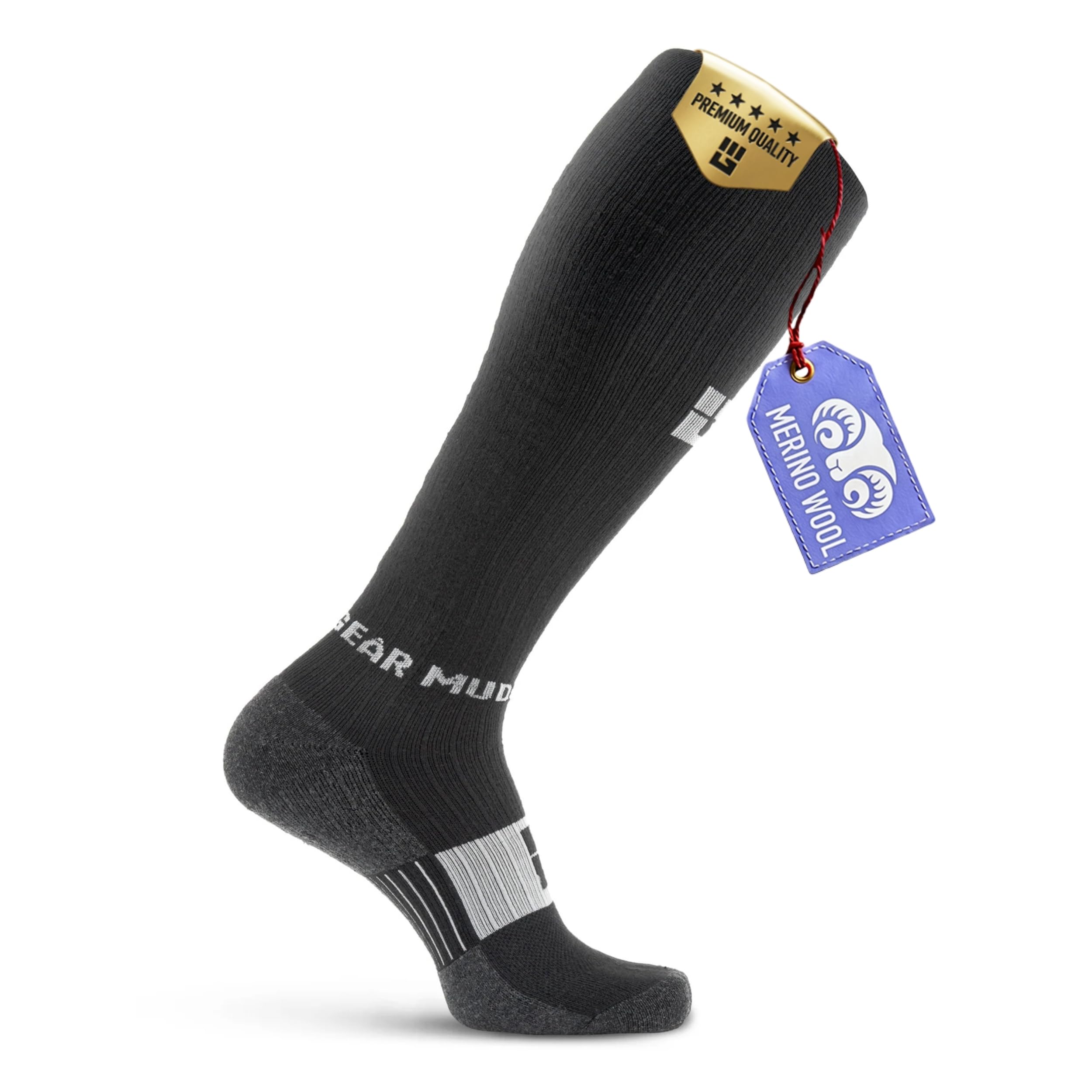 MudGear Graduated Compression Socks, Durable, Sweat-Resistant OCR Performance Socks with Cushioned Footbed, Made in USA