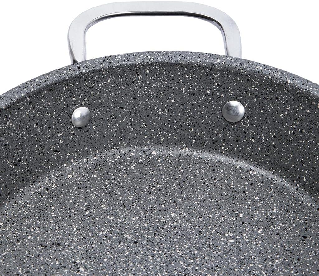 Serenk Excellence Granite Egg Pan, PFOA Free Frying Pan, Extra Thick Bottom Non Stick Fry Skillet, 1.8 in 1.5 qt Omelette Pan with Glass Lid, Oven and Dishwasher Safe (8.66in 84.53oz)