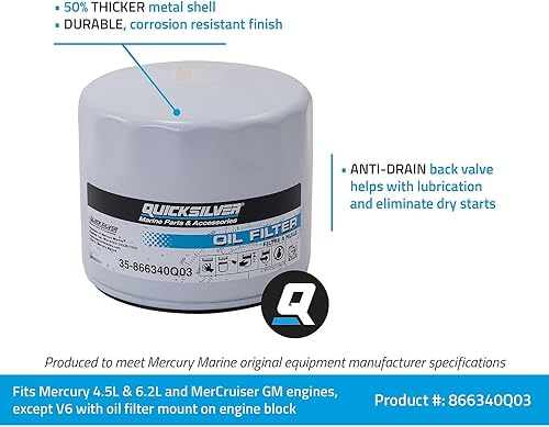 Miniatura 2 de Mercurio Mercruiser 866340 K01 filtro de aceite