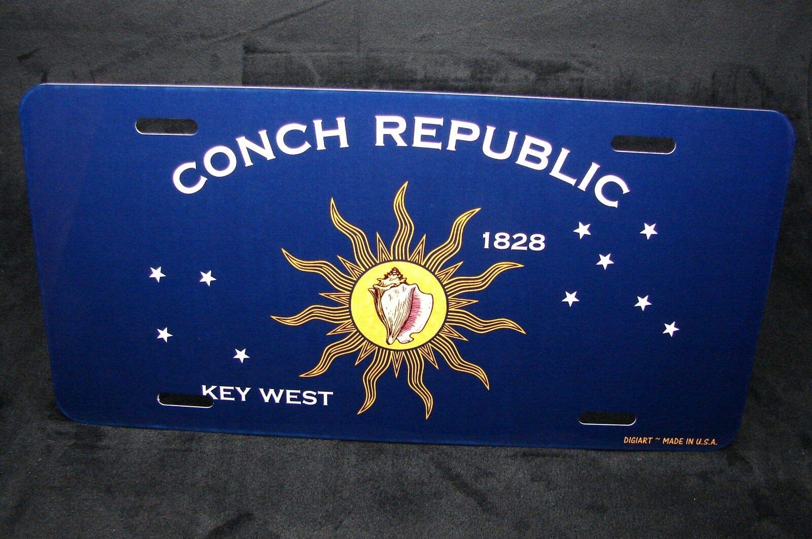Biopracess conch republic flag key west florida metal novelty license plate for cars license plate 6x12 inches