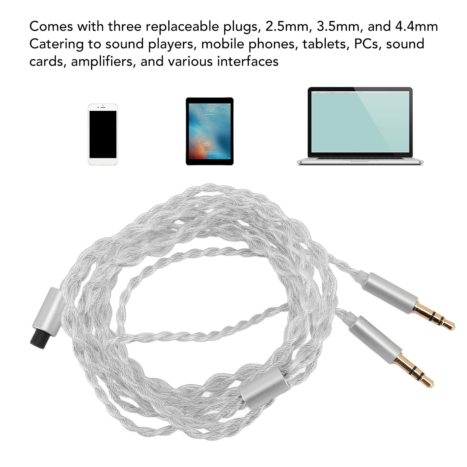 Kopfhörer-Splitter-Kabel, 1,2M, 3,5 Mm Audio-Stereo-Y-Splitter, Aux-Verlängerungskabel, 3,5 Mm Stecker auf 2,5 Mm, 3,5 Mm, 4,4 Mm Buchse, Dual-Kopfhörer-Klinken-Adapter für