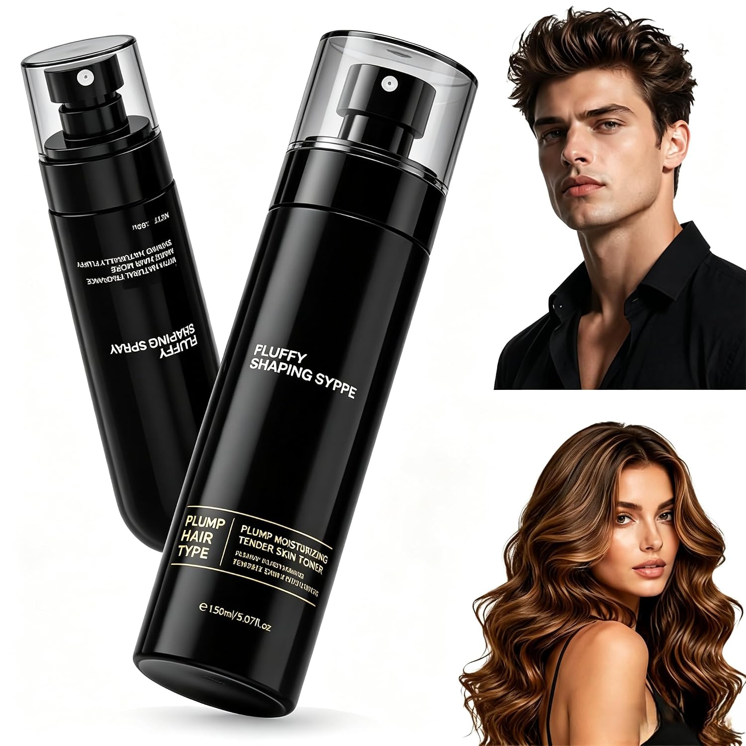 Fluffy Hair Shaping Spray, Lightweight Bouncy Texture,Long‑Lasting Hold