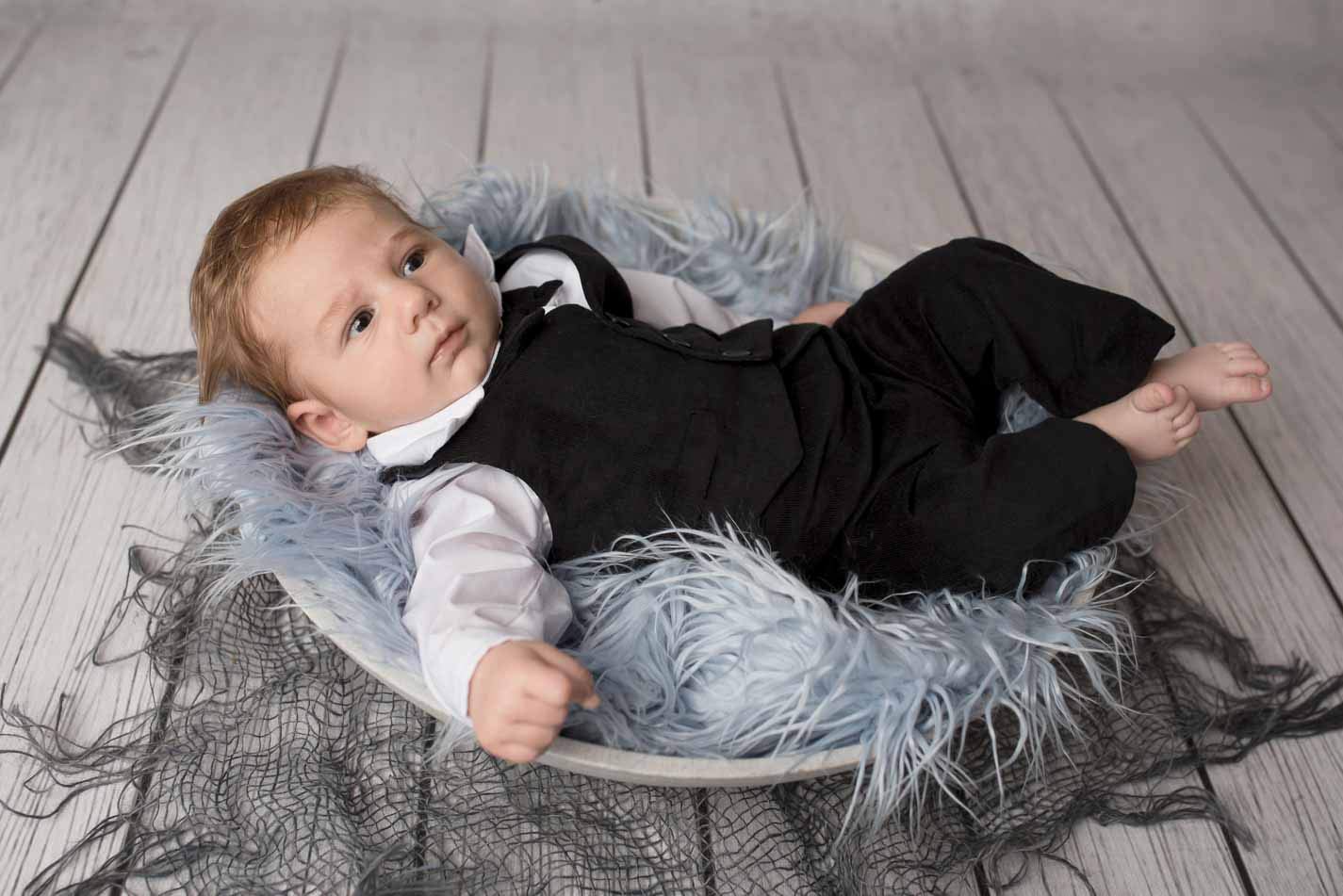 Baby Anzug Taufanzug schwarz Jungen Festanzug Jungen Hochzeitsanzug Baby Taufe Anzug mit Weste Set