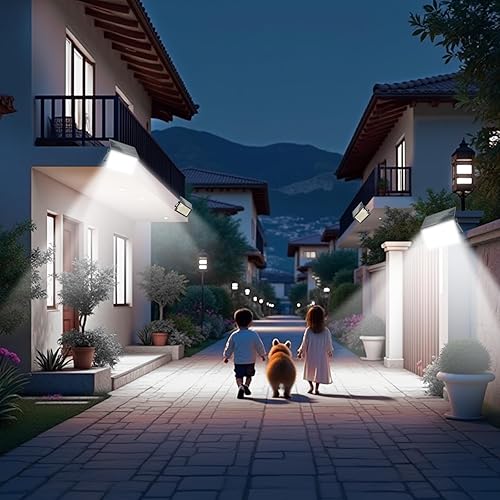 Miniatura 6 de Luces solares para exteriores con control remoto regulables, impermeables, superbrillantes, luces de seguridad para porche, patio, garaje, 100 W