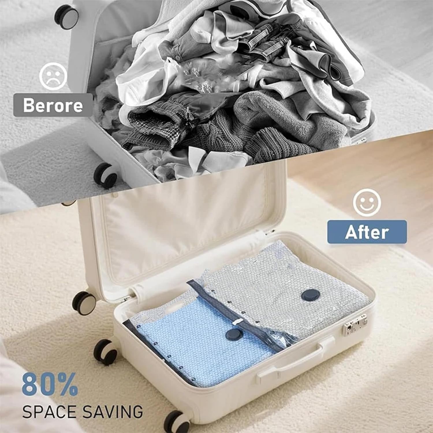 Whimsyard Vacuum Travel Bags, X7 Cordless Travel Vacuum Bag Set, Vacuums Seal Bags for Clothing Travels, Vacuum Bags for TravelS with Rechargeable Air Pump, Perfect for Carry-On Suitcases(15pcs)