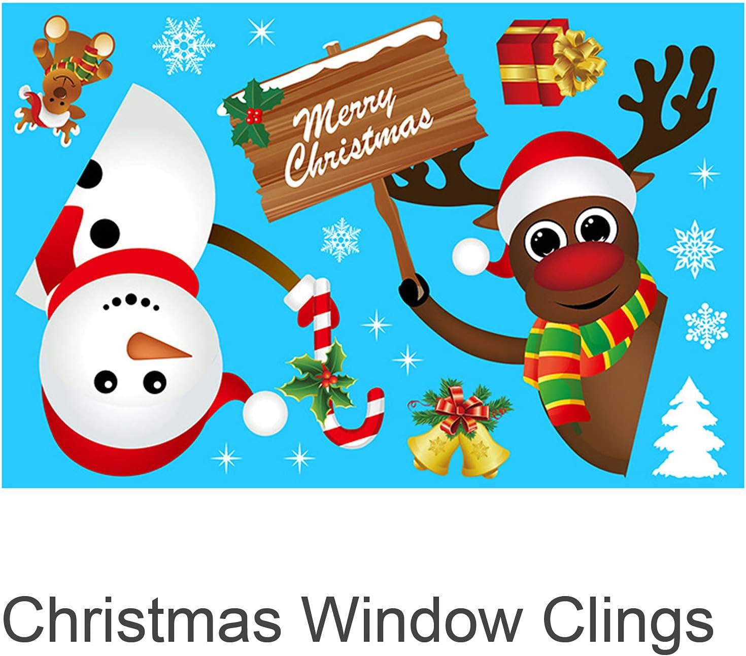 10 Set Christmas Window Clings, 1600pcs Christmas Snowflake Window Cling Stickers Xmas Snowflake Window Sticker for Christmas Decorations Home Shop Party Decorations