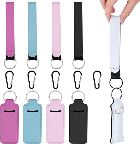 Miniatura 7 de Llavero de mármol para lápiz labial, bolsa para lápiz labial, bolsillo portátil, soporte de tubo de brillo de labios, llavero con correa de cordón