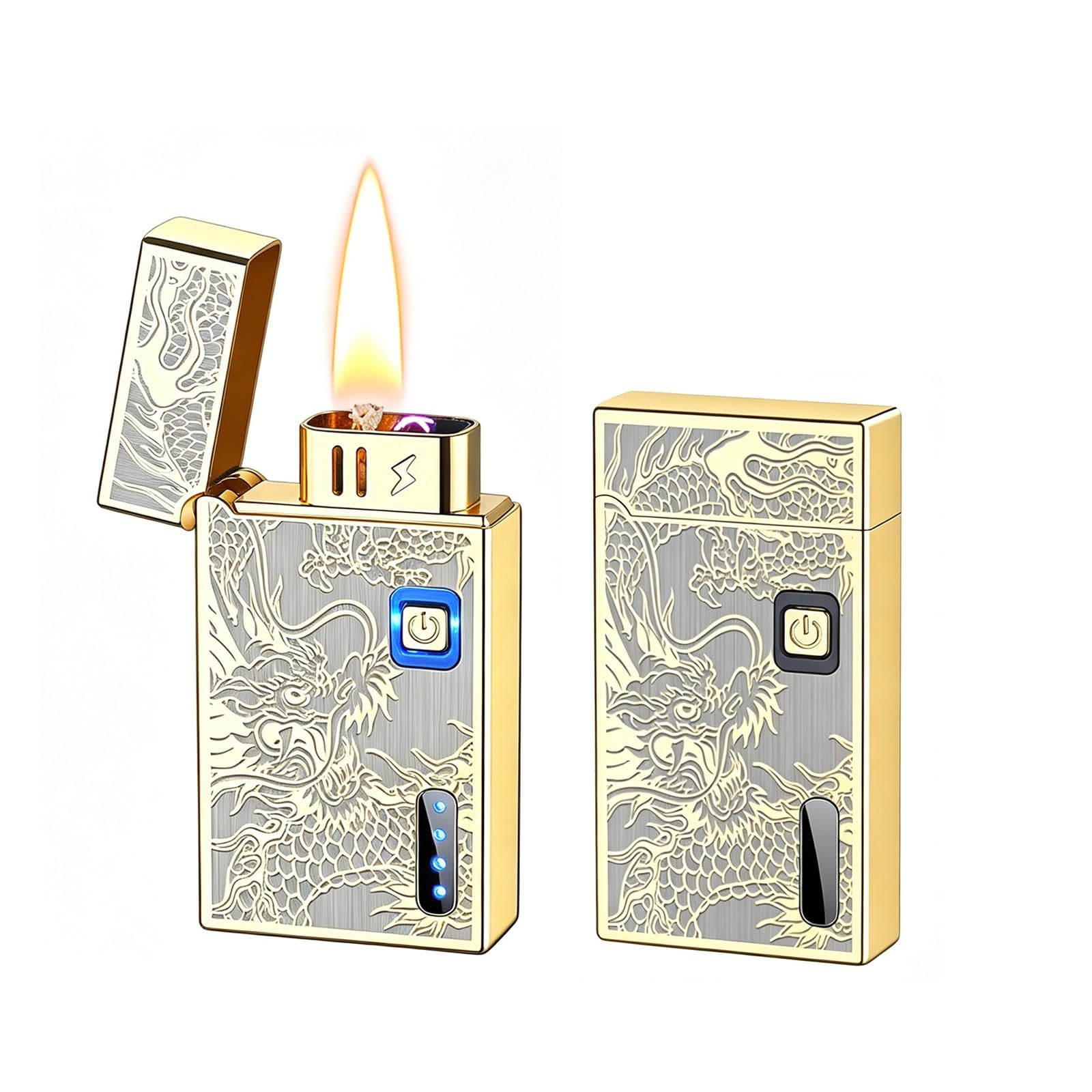 Intelligent voice-controlled soft-flame kerosene lighter, with a visible transparent vent, multiple ignition methods windproof lighter, suitable for outdoor camping, and a great(Metallic1)