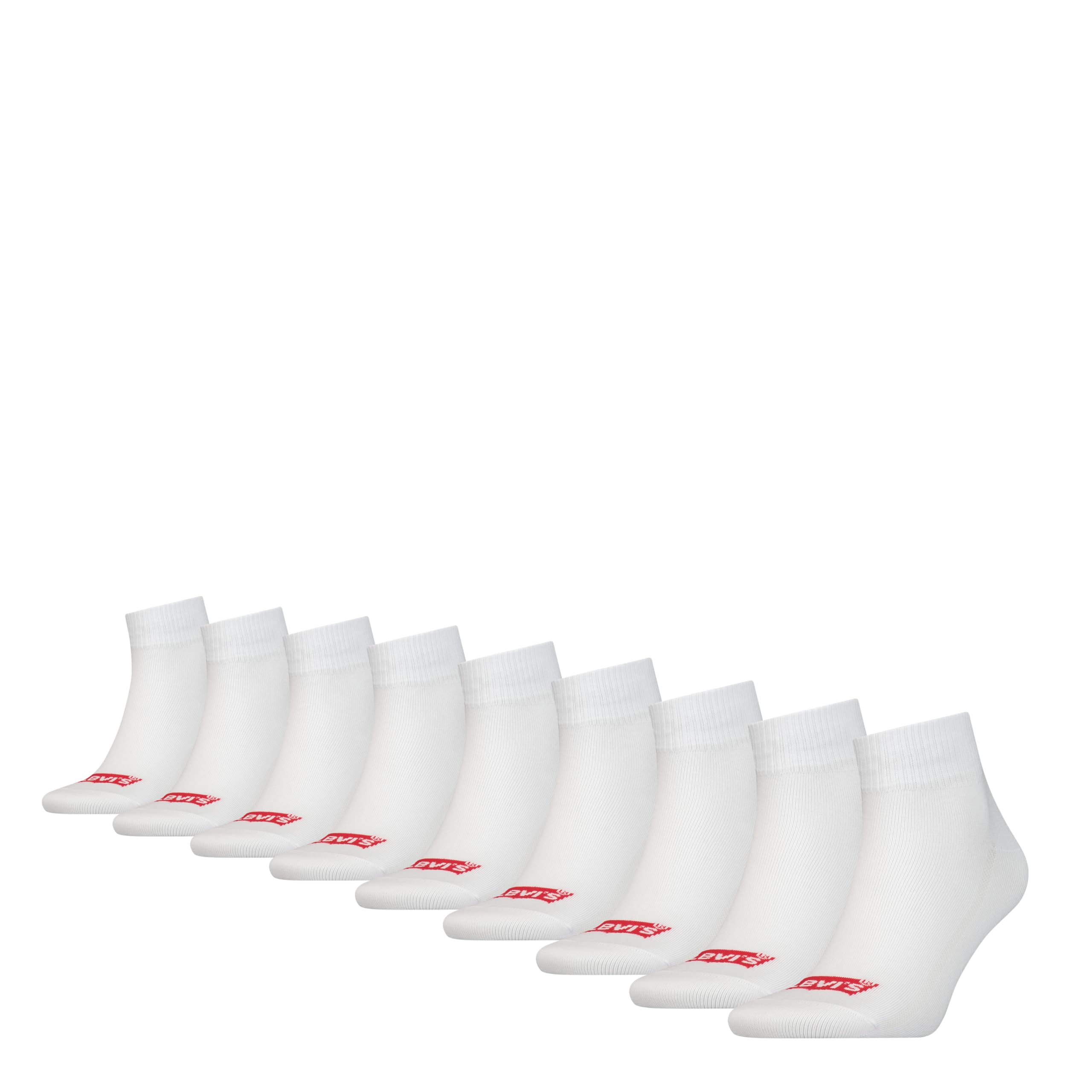 Levi's Mid Cut Batwing Logo Legwear, White, 35-38 (Pack of 9)