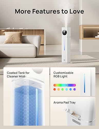 Miniatura 7 de Dreo Humidificador inteligente de 11 L para habitación grande, 700 pies cuadrados, humidificadores de aire de niebla fría 100H para dormitorio,