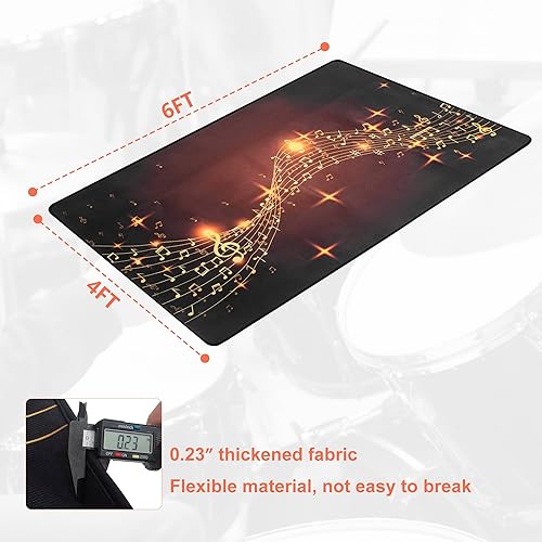 Miniatura 3 de Alfombra de Batería, Alfombra de Batería de 4 Pies x 6 Pies Alfombra Musical con Parte Inferior de Agarre Antideslizante, Almohadillas de Alfombra