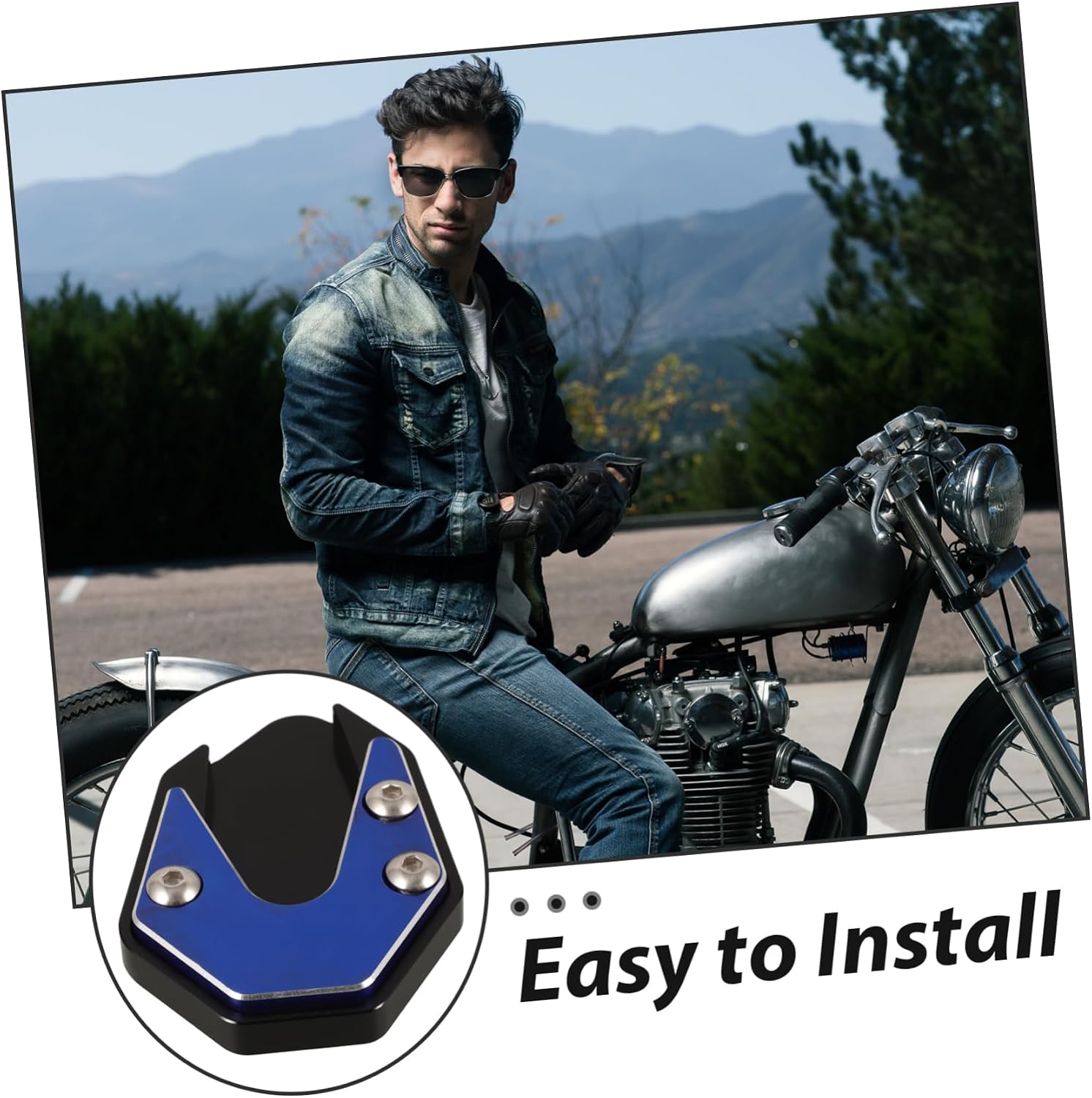 Zerodeko Motorcycle Kickstand Pad Slip Base for Motorbike Side Stand Plate Replacement Parts Hard Easy Install