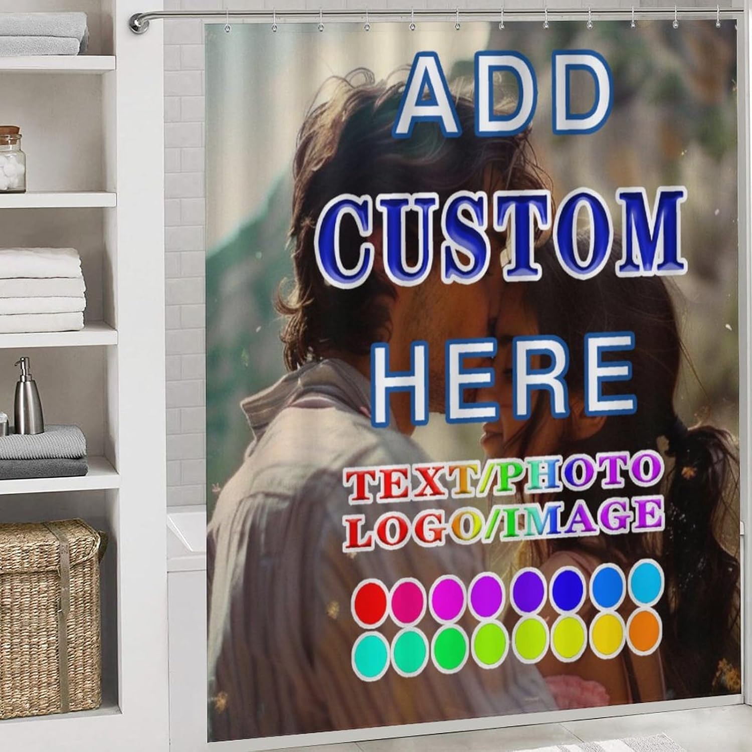 Custom 4pcs Shower Curtain Set for Bathroom Personalized Name and Photo Design Your Own Shower Curtain Bath Mat Toilet Mats for Women Men Teenager Boys 72 X 72 Inch