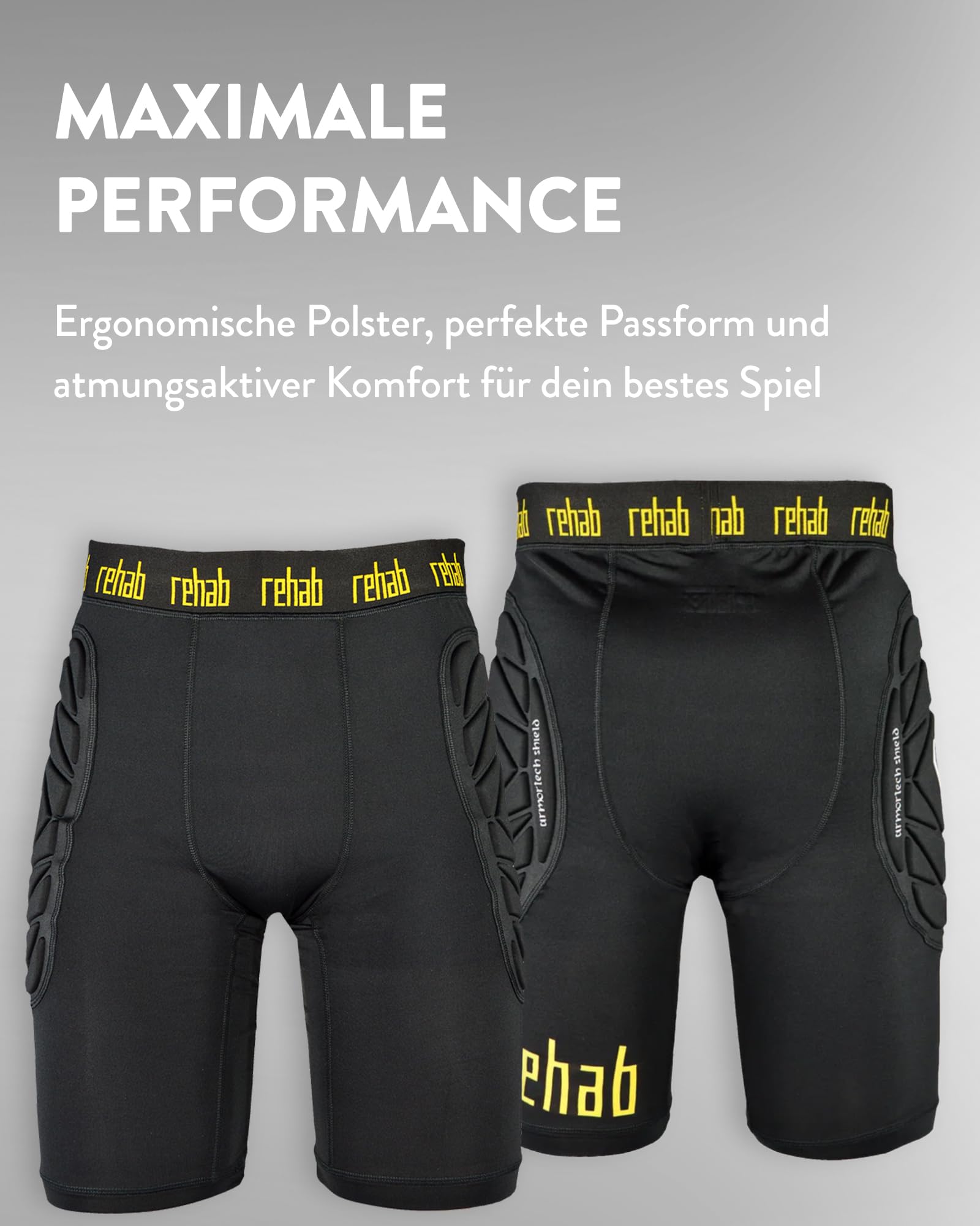Rehab Kurze Torwarthose gepolstert Hüfte Knie Atmungsaktiv elastischer Bund Torwarttrainingshose S-XL