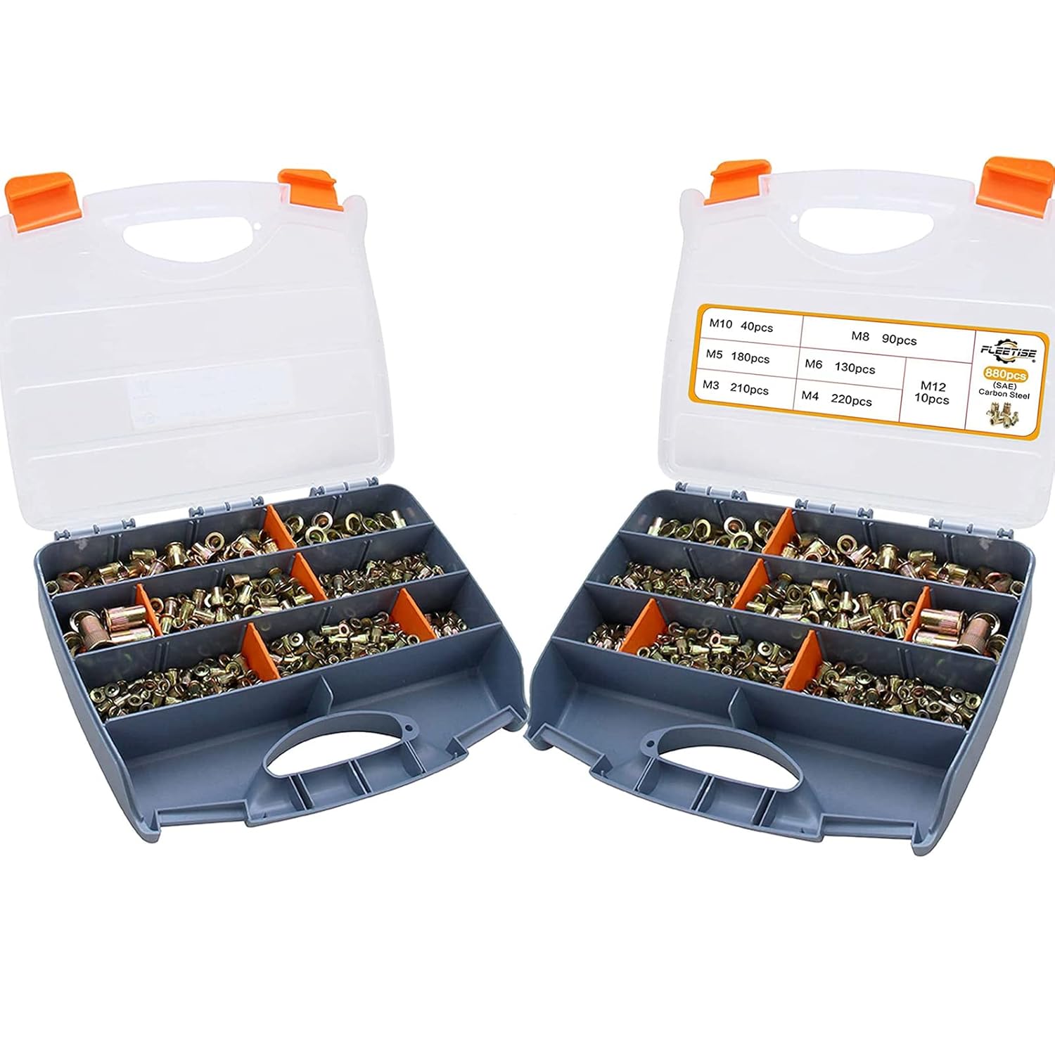 880pcs Rivet Nut Kit SAE & 880pcs Metric Rivnuts Carbon Steel Yellow