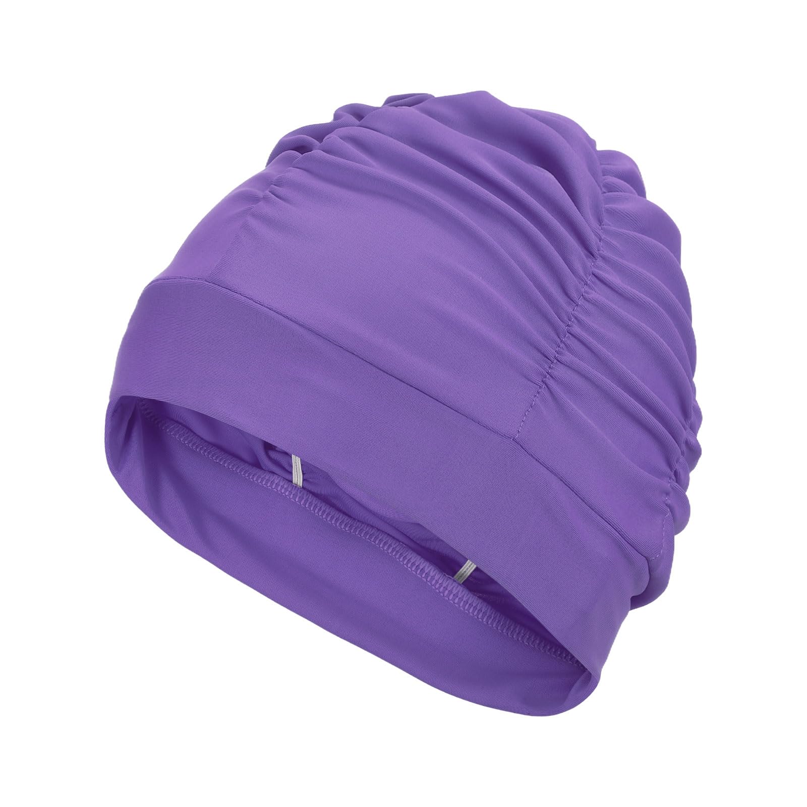 YELARXI Fabric Swim Cap Polyester Swimming Hat Elastic Swimming Cap, Fit for Women and Men Adult Long Hair (Purple)
