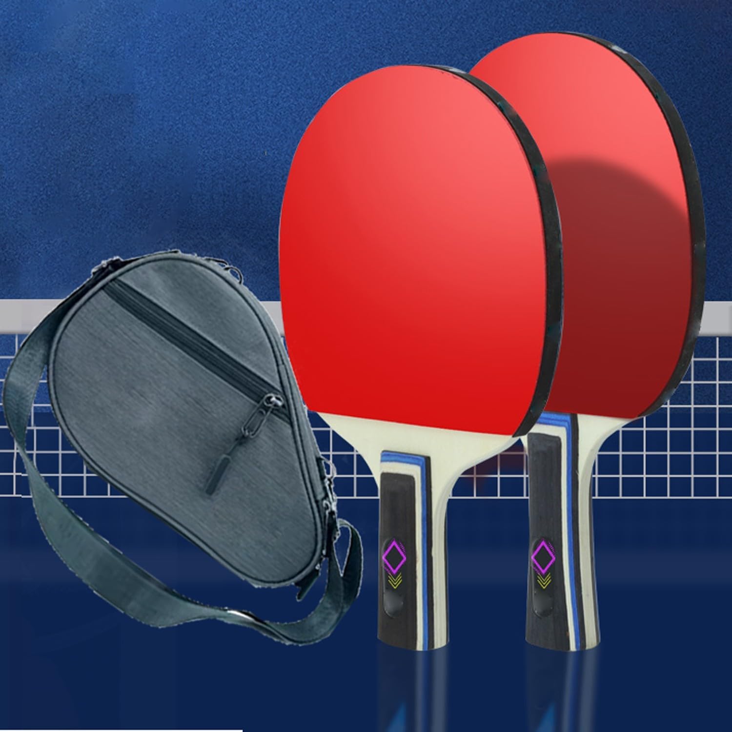 ping Pong Paddle red ping Pong Paddle Table Tennis Paddle Entry-Level Table Tennis Racket is Suitable for Beginners and Comes with 2 Rackets. 1 Racket Shoulder Bag(Color:3)