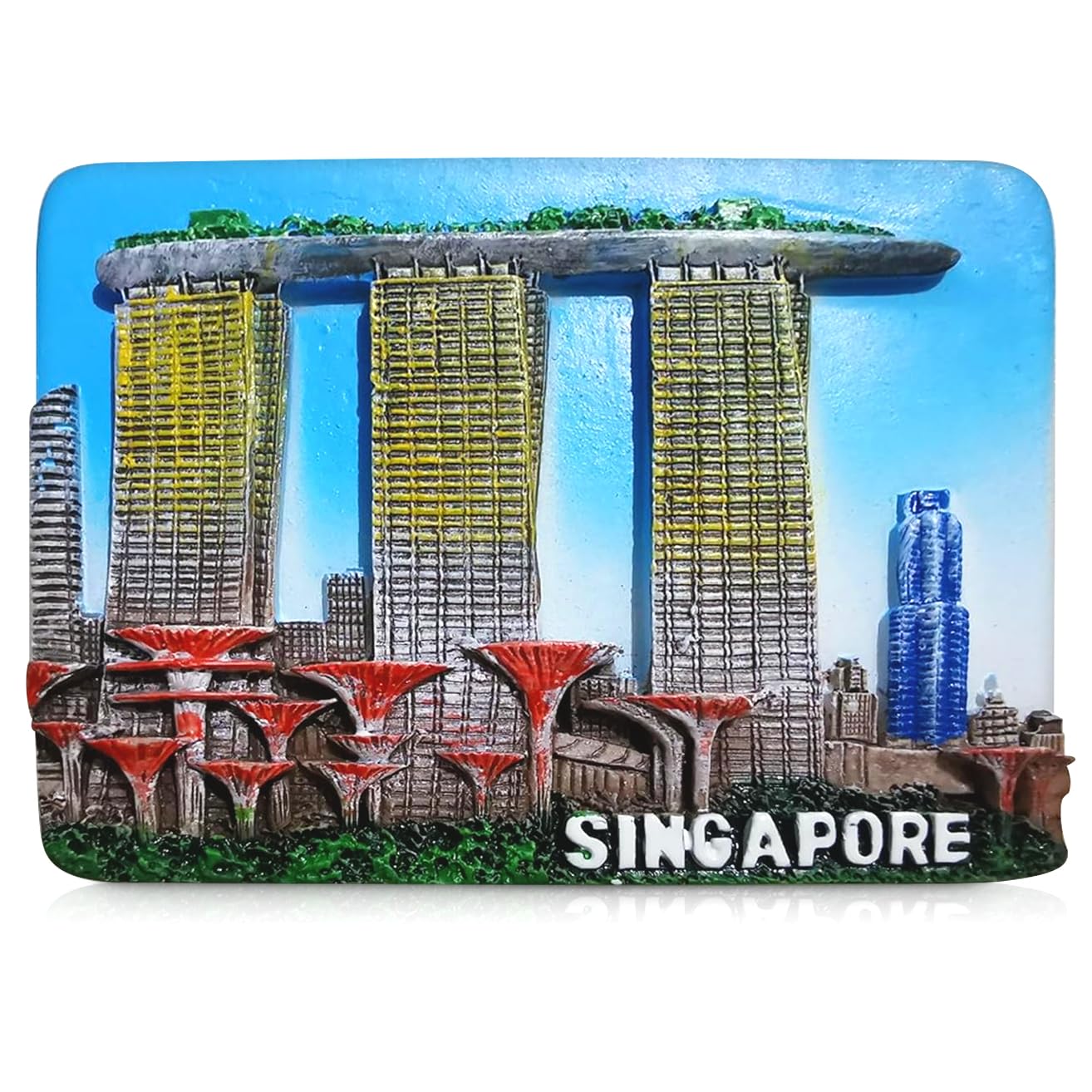 Marina Bay Sands 3D Fridge Magnet – Singapore Skyline Souvenir Featuring Iconic Hotel & Cityscape – Hand-Painted Resin Magnet – Travel Keepsake Gift for Collectors & Tourists