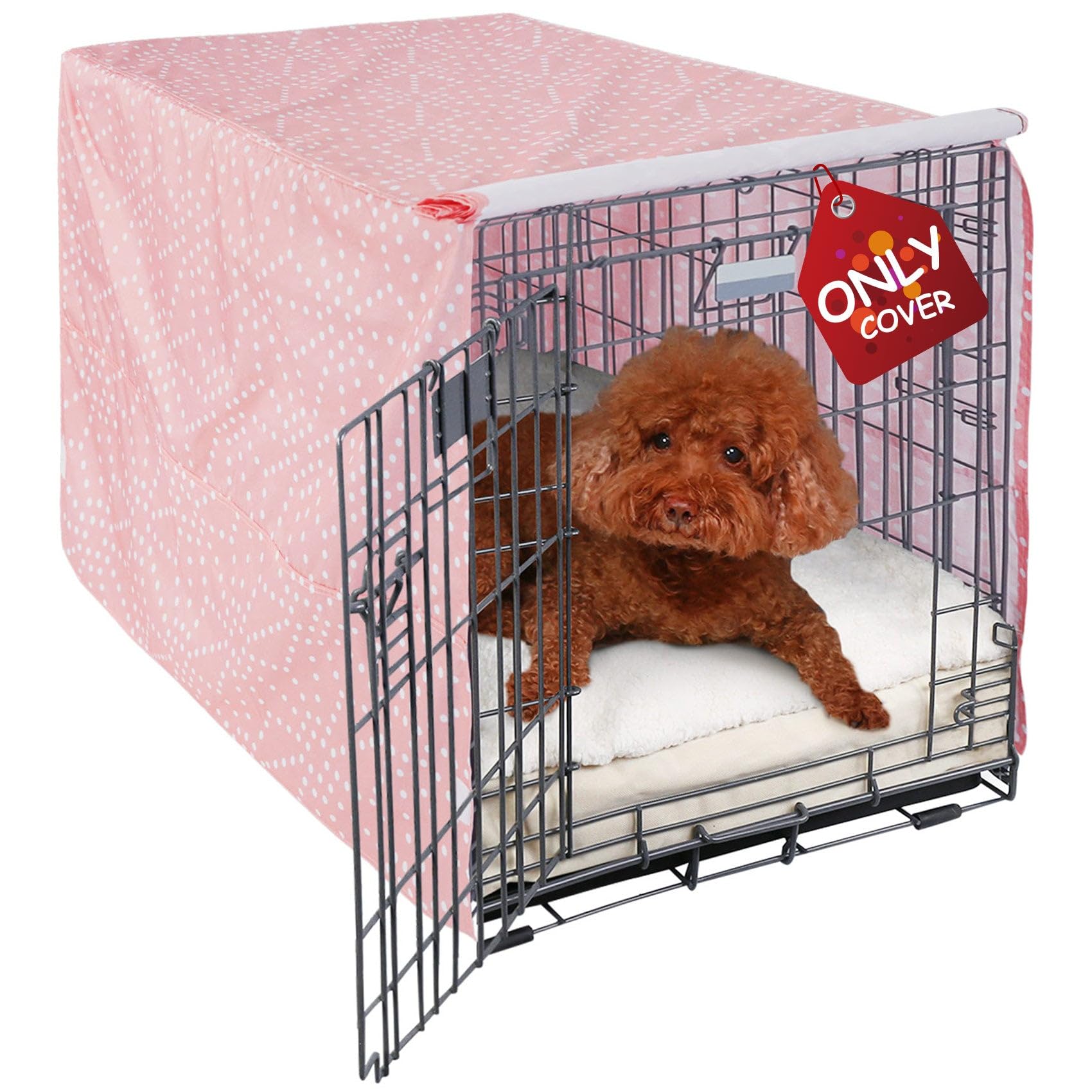 Explore Land Pattern Dog Crate Cover for 42 Inches Wire Cage, Heavy-Duty Polyester 1 2 3 Doors Standard Metal Pet Kennel Enclosure (Princess Pink)