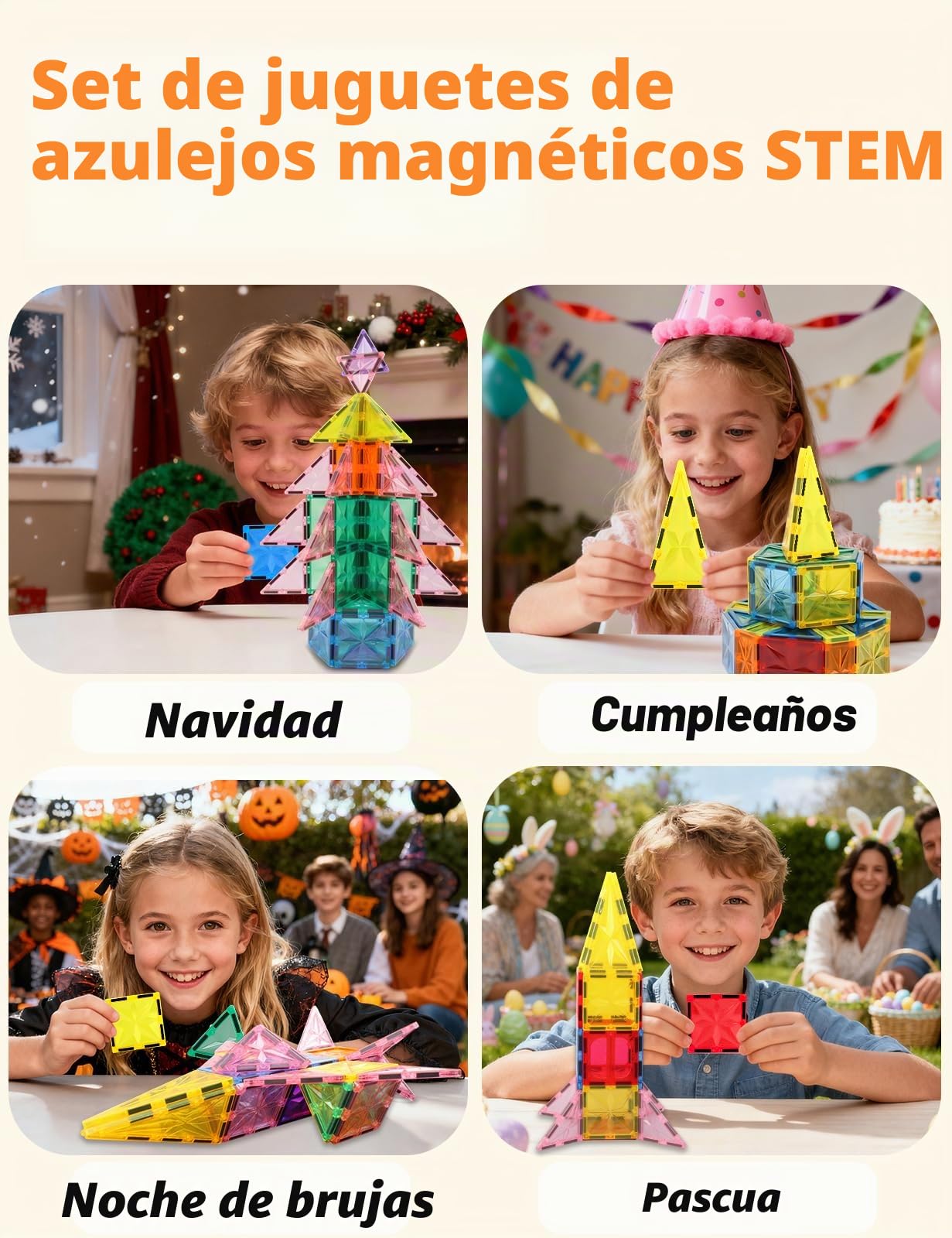 Bloques Magnéticos Construcción Niños 100 Piezas, Piezas Magnéticas Niños para Construir Castillos y Coches, Juguetes Educativos Creativos con Magnetic Blocks