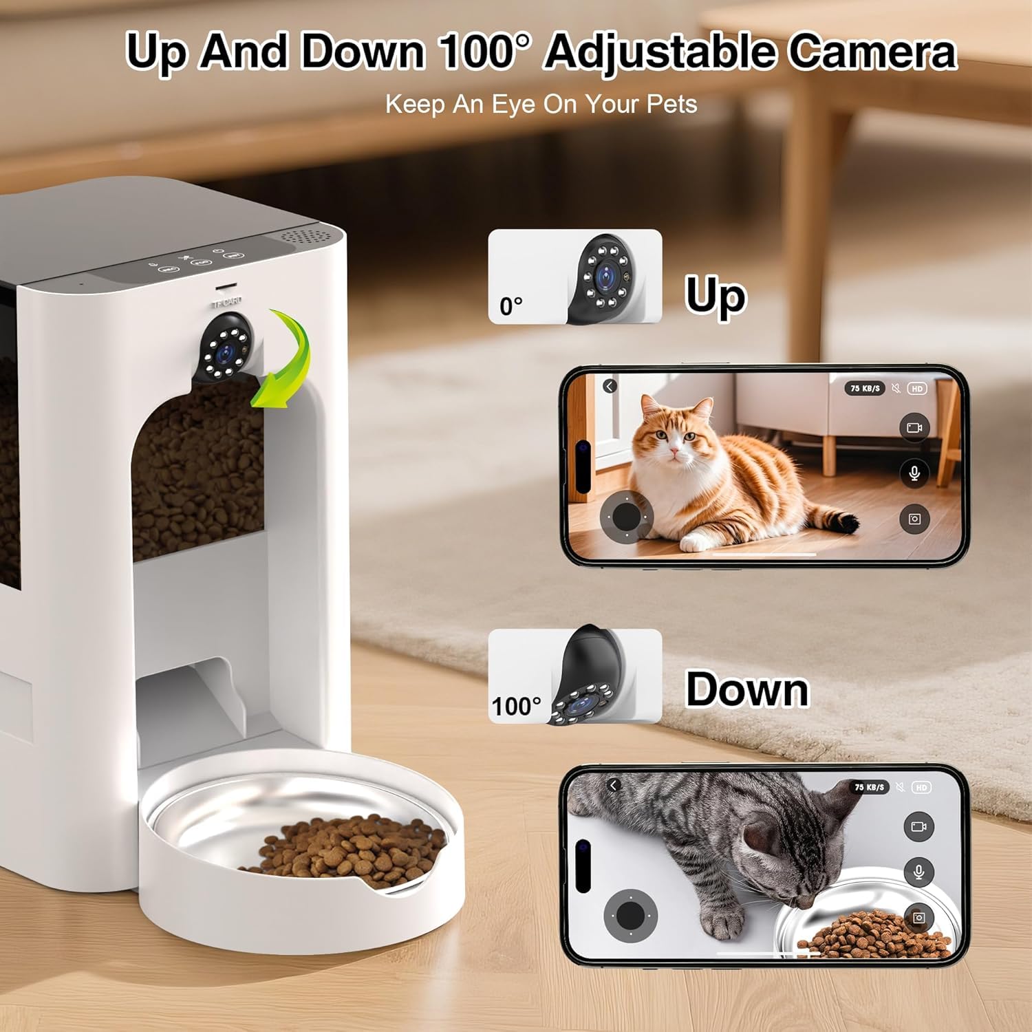 Smart Automatic Cat Feeder with 1080P Camera & Laser Toy, 5G WiFi 5L Pet Feeder for Cats & Dogs, Night Vision, Motion Detection, 2-Way Audio, APP Control, Timed Dry Food Dispenser - image 5