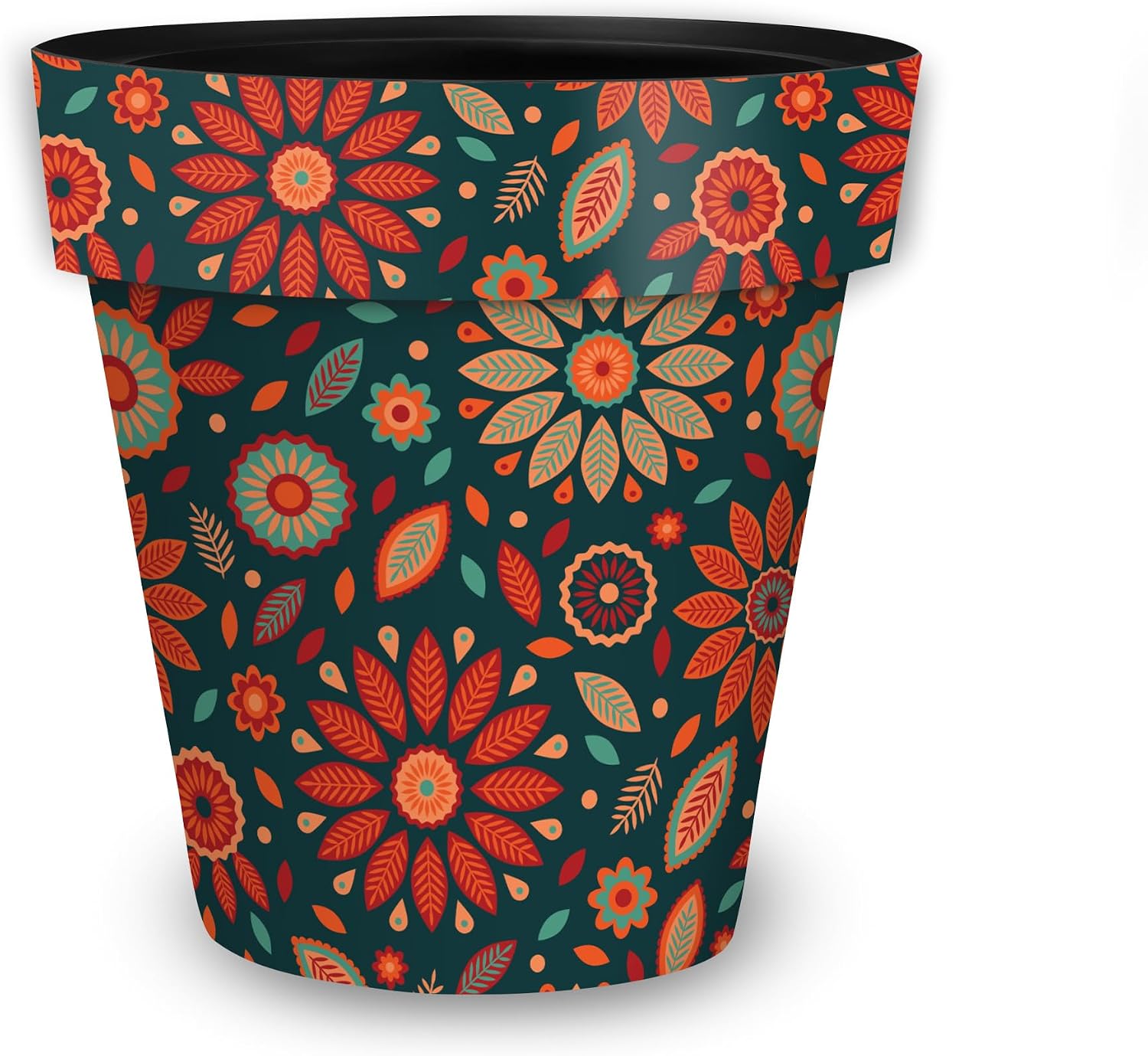 Briarwood Lane Everyday Planter 8.5" x 8.5" x 8.5" Orange and Teal Floral Small Planter