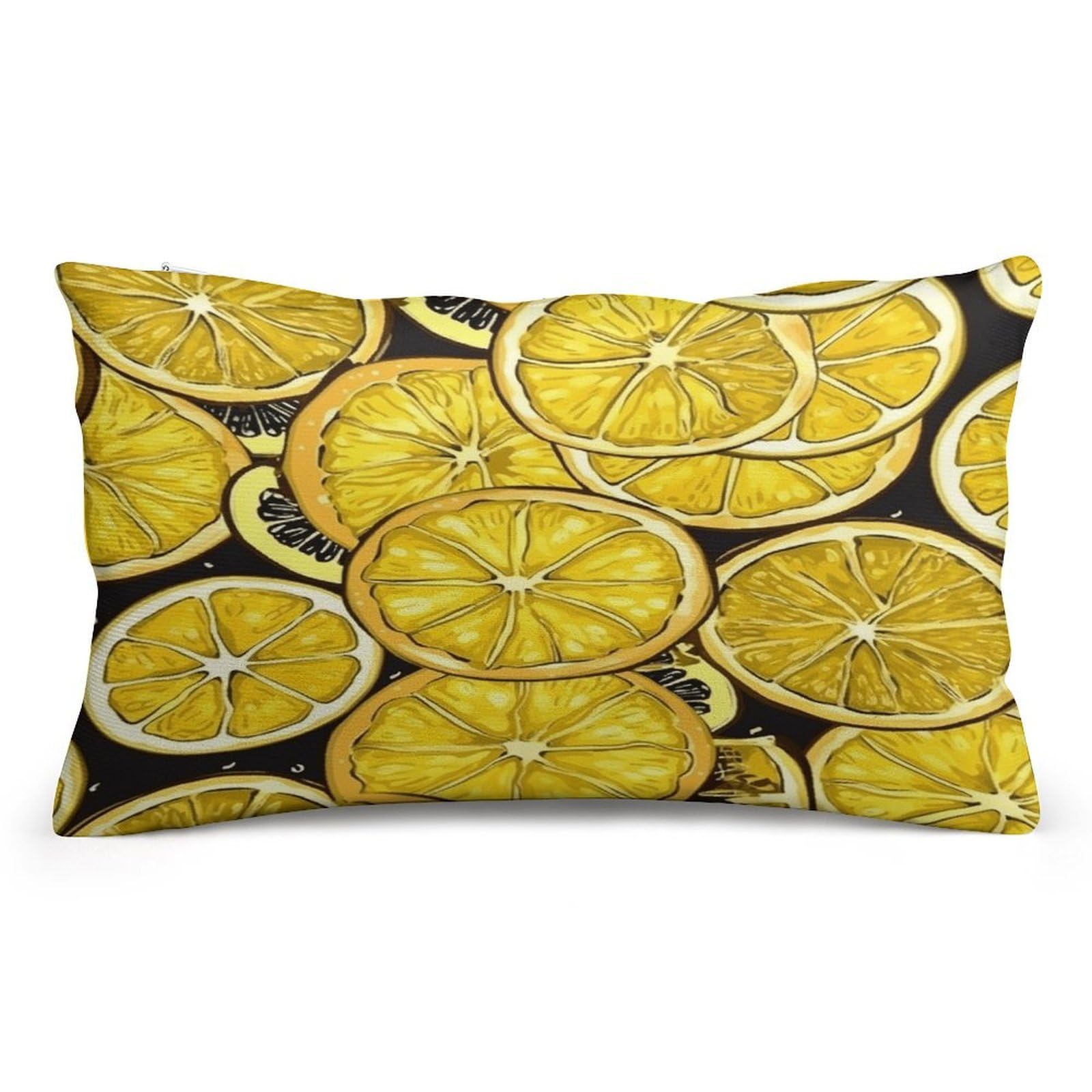 Wsoihfec Style Sliced Lemon Wallpaper Throw Pillow Covers Decorative, Pillow Cases Soft Plush, Modern Farmhouse Boho Cushion Cover For Bed Couch Sofa Living Room Spring Decor8 X12