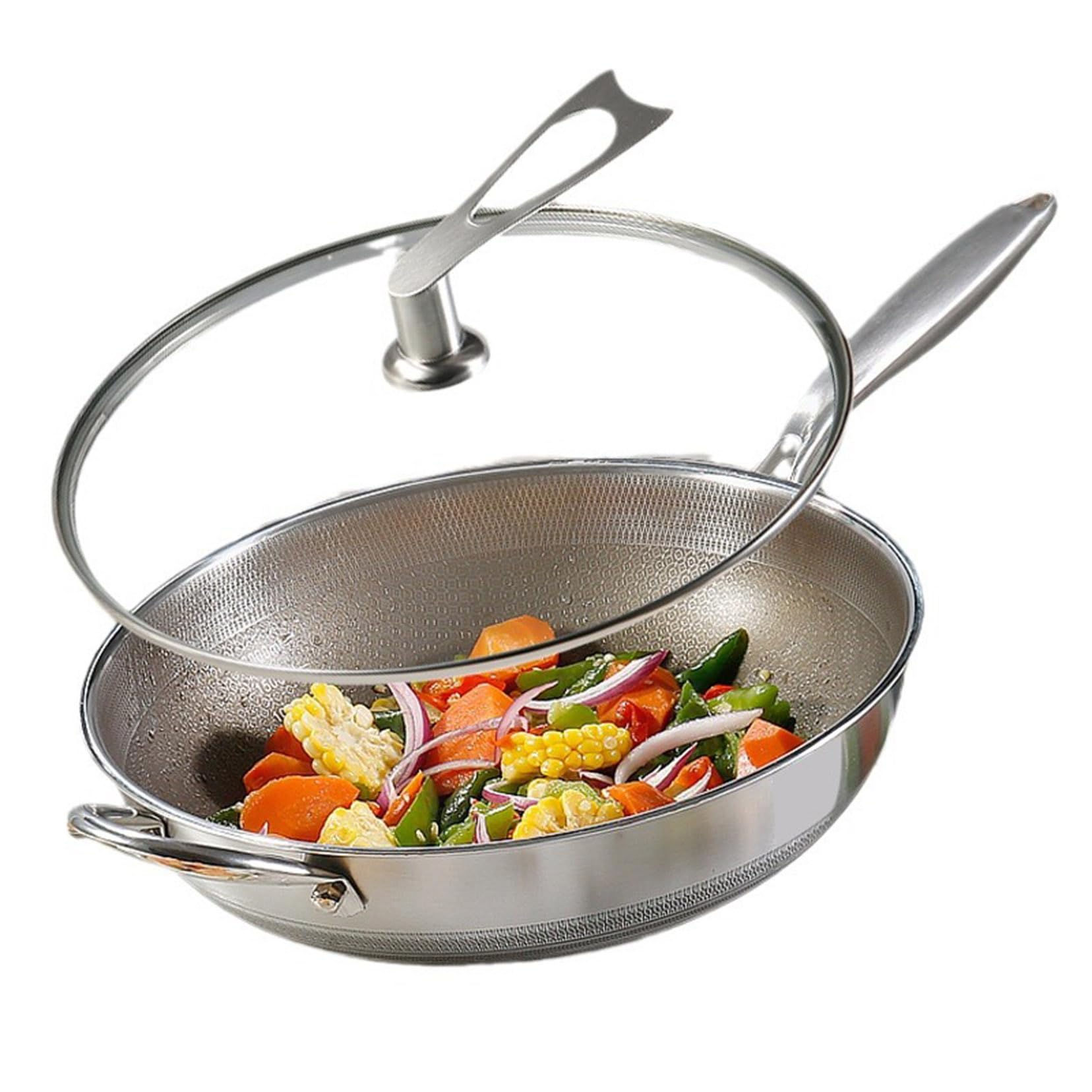 Wok en titane antiadhésif 34 cm pour induction fini les aliments qui collent