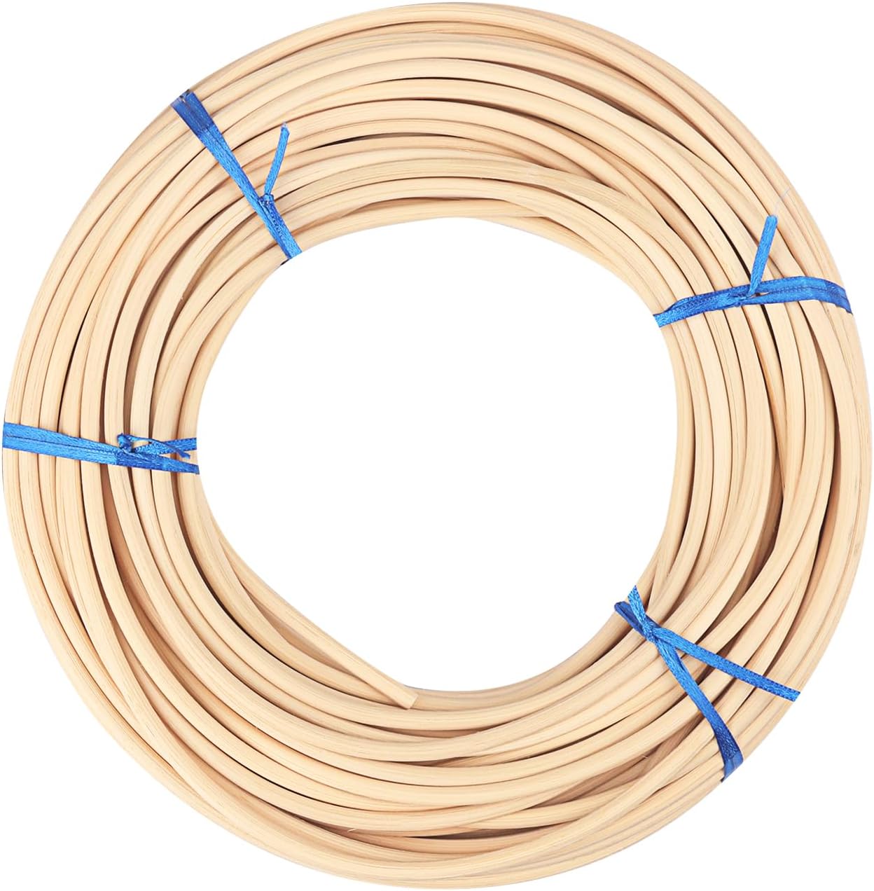 GNIEMCKIN # 8 Spline, 66 Ft Reed Spline, Natural Cane Webbing Roll, and Round Reed Coil for DIY Furniture Making and Wicker Weaving, Winding, Modeling, Decoration, Aromatherapy