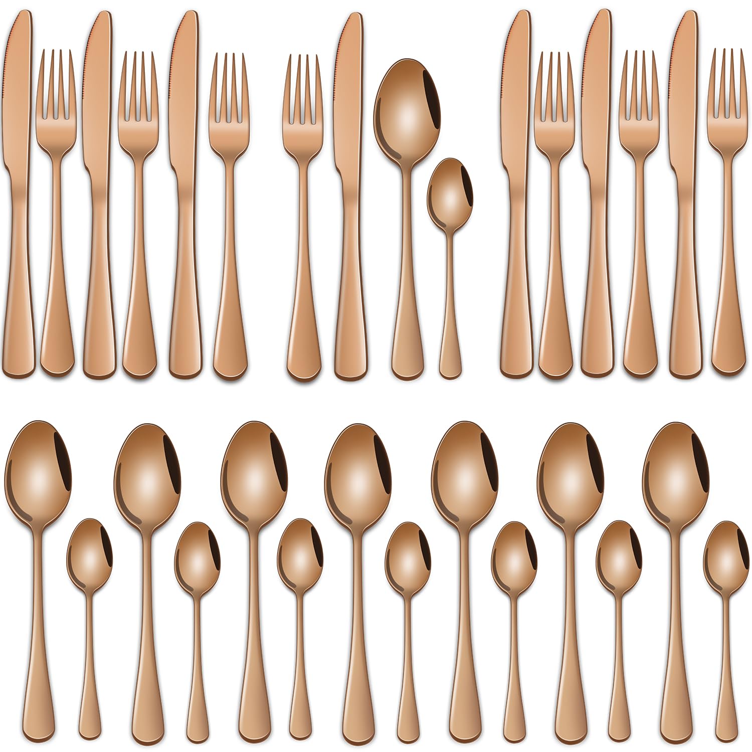 Rainbow 32-Piece Cutlery Sets,Stainless Steel Silverware Sets Includes Knife Spoon and Fork Eating Utensils Sets Service for 8,Flatware Sets for Ktichen and Hotel