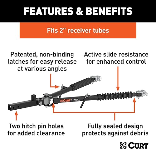 Miniatura 3 de CURT 70001 Rambler Steel RV Barra de remolque, 7,500 libras, vástago de 2 pulgadas