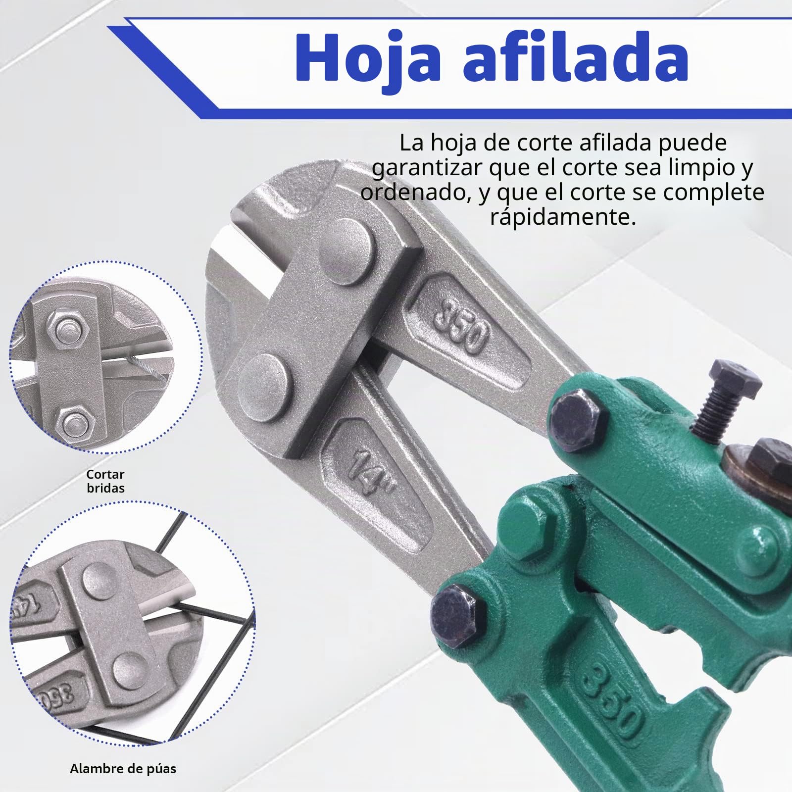Glarks Cortador de pernos de 14 pulgadas/355 mm, cortador de cables de alambre resistente, con mango antideslizante suave para cortar metal suave, pernos, varillas de tornillo, remaches y cadena